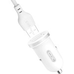 Автомобільний зарядний пристрій XO TZ08 2xUSB-A, 2.1A Car Charger White w/Lightning cable (TZ08-L-WH)