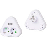 Мережевий розгалужувач VOLTRONIC F202 White, 2 розетки, 3xUSB