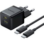 Зарядний пристрій BASEUS Palm Fast Charger C+U 30W EU Cluster Black w/Type-C to Type-C cable (P1011160A113-01)