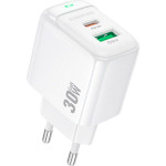 Зарядний пристрій BOROFONE BAS45A Potential 1xUSB-A, 1xUSB-C, PD30W, QC3.0 White