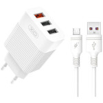 Зарядний пристрій XO L72 3xUSB-A, QC3.0, 18W White w/Micro-USB cable (XO-L72-MCR)