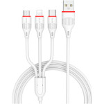 Кабель BOROFONE BX17 Enjoy 3-in-1 USB-A to Lightning/Micro-USB/Type-C 1м White