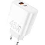 Зарядний пристрій WUW C209 1xUSB-A, 1xUSB-C, PD45W White