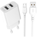 Зарядний пристрій XO L109 2xUSB-A, 2.4A, 12W White w/Micro-USB cable (XO-L109-M)