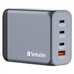 Зарядний пристрій VERBATIM 200W 3xUSB-C, 1xUSB-A, PD3.0, QC3.0 GaN Wall Charger Gray