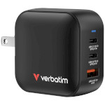 Зарядний пристрій VERBATIM 70W 2xUSB-C, 1xUSB-A, PD3.0, QC3.0 Mini GaN Wall Charger Black