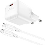 Зарядний пристрій ACEFAST A77 Mini Fast Charge Wall Charger GaN PD30W (1xUSB-C) White w/Type-C cable