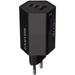 Зарядний пристрій CANYON Hexagon 65 GaN 1xUSB-A, 2xUSB-C, 65W Black (CND-CHAHEX65B)
