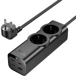Сетевой фильтр HOCO NS10 Wisdom Black, 2 розетки, 3xUSB-C, 1xUSB, 2м