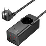 Сетевой фильтр HOCO NS9 Wisdom Black, 3xUSB-C, 1xUSB, 2м