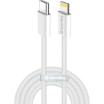 Кабель COLORWAY Fabric Braided Type-C to Lightning 2м White (CW-CBPDCL068-GR)