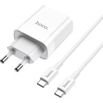 Зарядний пристрій HOCO C80A Rapido 1xUSB-A, 1xUSB-C, PD20W, QC3.0 White w/Type-C cable (6931474740533)