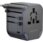 Зарядний пристрій BOROFONE BAC12 Leader 2xUSB-A, 1xUSB-C, 2.4A Universal Conversion Charger Black