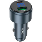 Автомобільний зарядний пристрій HOCO Z57B Glorious 1xUSB-A, 1xUSB-C, PD45W, QC3.0 Metal Gray (6942007633161)
