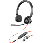 Гарнітура POLY Blackwire 3225 Microsoft Stereo 3.5mm/USB-C/A Black (8X222AA)