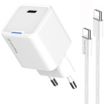 Зарядний пристрій COLORWAY GaN Mini 35W 1xUSB-C Fast Charging White w/Type-C cable (CW-CHS056PDC-WT)