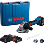 Акумуляторна кутова шліфувальна машина BOSCH GWS 18V-8 Professional + 2 АКБ 4Ah, ЗП, кейс (0.601.9N9.020)