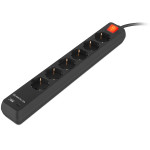Мережевий фільтр REAL-EL RS-Protect 605 Black, 6 розеток, 1xUSB-C, 1xUSB, 3м (EL122300041)