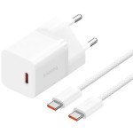 Зарядний пристрій BASEUS GaN5 Fast Charger Mini 1C 30W Moon White w/Type-C cable (P10110902213-00)