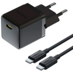 Зарядний пристрій BASEUS Palm Fast Charger 1C 20W EU Cluster Black w/Type-C cable (P10111602113-01)