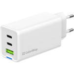 Зарядний пристрій COLORWAY GaN Mini 65W 1xUSB-A, 2xUSB-C Fast Charging White (CW-CHS058PD-WT)