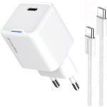 Зарядний пристрій COLORWAY GaN Mini 25W 1xUSB-C Fast Charging White w/Type-C cable (CW-CHS052PDC-WT)