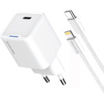 Зарядний пристрій COLORWAY GaN Mini 20W 1xUSB-C Fast Charging White w/Type-C to Lightning cable (CW-CHS059PDL-WT)