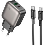 Зарядний пристрій BOROFONE BAS54A Absolute 1xUSB-C, 1xUSB-A, PD20W, QC3.0 Black w/Type-C cable