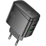 Зарядний пристрій HOCO CS63A Bright GaN 1xUSB-A, 1xUSB-C, PD65W, QC3.0 Black (6942007638470)