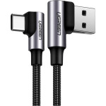Кабель UGREEN US176 Angled USB 2.0 to Angled USB Type-C Cable Nickel Plating Aluminum Shell 3A 3м Black (70875)