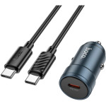 Автомобільний зарядний пристрій HOCO Z57 Glorious 1xUSB-C, PD30W Metal Gray w/Type-C cable (6942007633086)