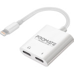 Адаптер PROMATE MediaLink-I2i Dual Port Audio and Charge Lightning Adapter White
