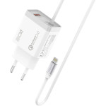 Зарядний пристрій PROMATE iCharge-PDQC3 1xUSB-A, PD20W, QC3.0 White w/Lightning cable