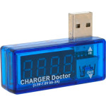 USB тестер CHARGER DOCTOR напруги (3-7.5V) і струму (0-2.5A) Blue, загнутий