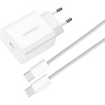 Зарядний пристрій ESSAGER Vanjane 20W 1xUSB-C, PD3.0, QC3.0 Travel Charger White w/Type-C cable (EFJB02-JSTT2-T)