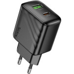 Зарядний пристрій HOCO CS25A Rico 1xUSB-C, 1xUSB-A, PD20W, QC3.0 Black (6942007639781)