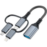 Адаптер OTG XOKO AC-155 3-in-1 USB-A Female to Type-C/Lightning/Micro-USB Male Gray (XK-AC-155)