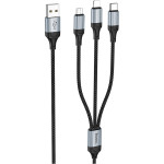 Кабель HOCO X102 Fresh 3-in-1 USB-A to Type-C/Lightning/Micro-USB 1м Black
