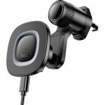 Автодержатель с беспроводной зарядкой HOCO HW30 Crown Magnetic Wireless Charging Car Holder Air Outlet Black Metal Gray