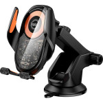 Автотримач з бездротовою зарядкою HOCO HW34 Blue Whale 3-axis Linkage Wireless Fast Charging Car Holder Center Console Black