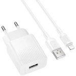 Зарядний пристрій BOROFONE BAS71A Source 1xUSB-A, 2.1A White w/Lightning cable
