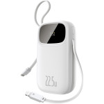 Повербанк BASEUS EnerFill FC31 QPow3 Digital Display with 2 Built-in Cables 22.5W 20000mAh Moon White (P10082107213-00)