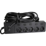 Мережевий фільтр PATRON SP-1655-USB Black, 5 розеток, 3xUSB, 5м