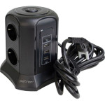 Мережевий фільтр PATRON SP-1663-USBT Black, 6 розеток, 1xUSB-C, 3xUSB, 3м