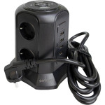 Мережевий фільтр з бездротовою зарядкою PATRON SP-1663-USBTW Black, 6 розеток, 4xUSB, 3м