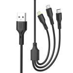 Кабель XO CB-23U3 3-in-1 USB-A to Micro-USB/Lightning/Type-C 1м Black