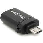 Адаптер OTG VEGGIEG Micro-USB to USB-A Black (V-S123)