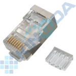 Коннектор со вставкой KINGDA RJ-45 STP Cat.6 100шт/уп Silver