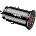 Автомобільний зарядний пристрій BASEUS Circular Plastic A+A 30W Dual QC3.0 Quick Car Charger Black (CCALL-YD01)