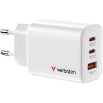 Зарядний пристрій VERBATIM Essentials GaN 65W 2xUSB-C, 1xUSB-A, PD3.0, QC3.0 White